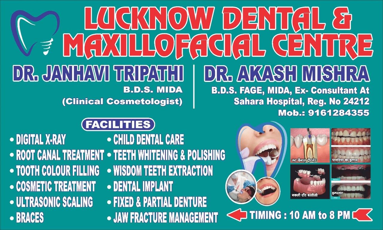 Lucknow Dental and Maxillofacial Centre clinic service board